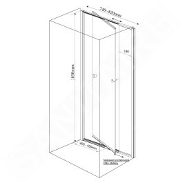 Aqualine Amico - Porte de douche 740-820x1850 mm, verre clair G70