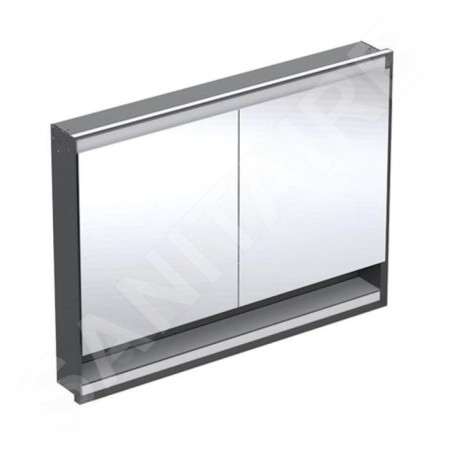 Geberit ONE - Armoire avec miroir avec éclairage LED, 1200x900x150 mm, 2 portes, avec niche, intégrée, noir mat 505.825.00.7