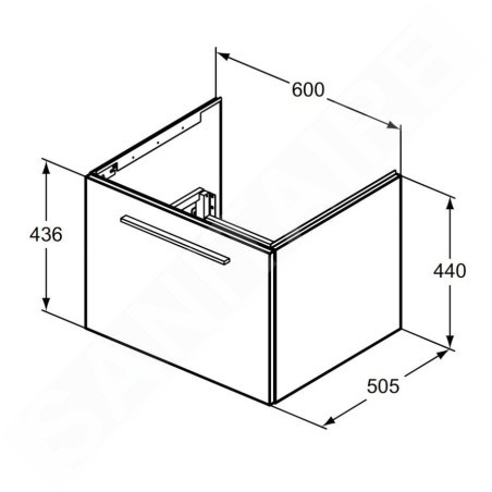 Ideal Standard i.Life B - Meuble vasque, 60x44x51 mm, 1 tiroir, blanc mat T5269DU