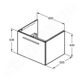 Ideal Standard i.Life B - Meuble vasque 60x44x51 cm, 1 tiroirs, quartz gris mat T5269NG