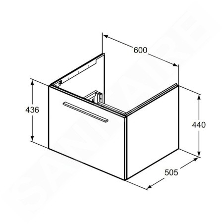 Ideal Standard i.Life B - Meuble vasque 60x44x51 cm, 1 tiroirs, quartz gris mat T5269NG