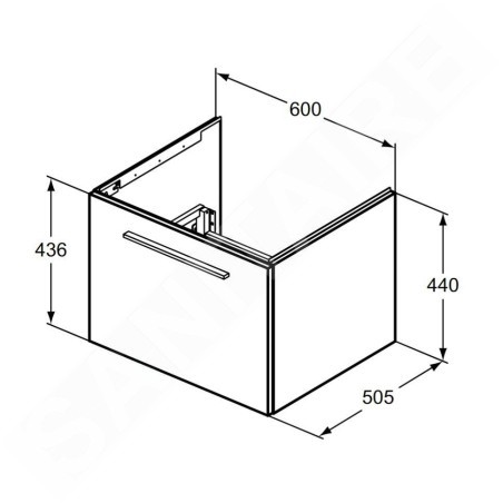 Ideal Standard i.Life B - Meuble lavabo, 60x44x51 cm, 1 tiroir, chêne T5269NX