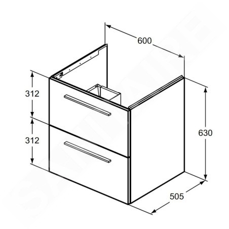 Ideal Standard i.Life B - Meuble vasque, 60x63x51 cm, 2 tiroirs, blanc mat T5270DU