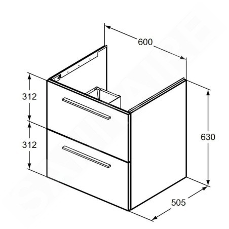 Ideal Standard i.Life B - Meuble vasque, 60x63x51 cm, 2 tiroirs, chêne T5270NX