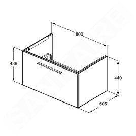 Ideal Standard i.Life B - Meuble-vasque, 80x44x51 mm, 1 tiroir, blanc mat T5271DU