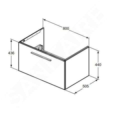 Ideal Standard i.Life B - Meuble-vasque, 80x44x51 mm, 1 tiroir, blanc mat T5271DU