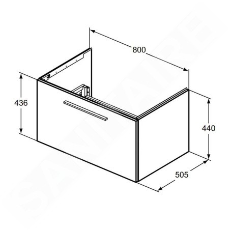 Ideal Standard i.Life B - Meuble lavabo 80x44x51 cm, 1 tiroir, chêne T5271NX