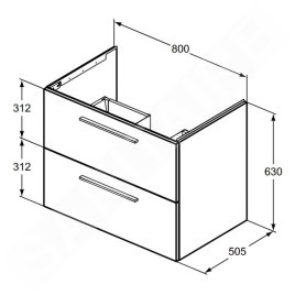 Ideal Standard i.Life B - Meuble vasque, 80x63x51 cm, 2 tiroirs, blanc mat T5272DU