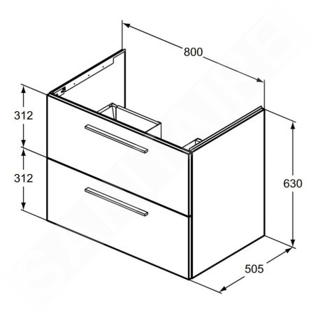 Ideal Standard i.Life B - Meuble vasque, 80x63x51 cm, 2 tiroirs, blanc mat T5272DU