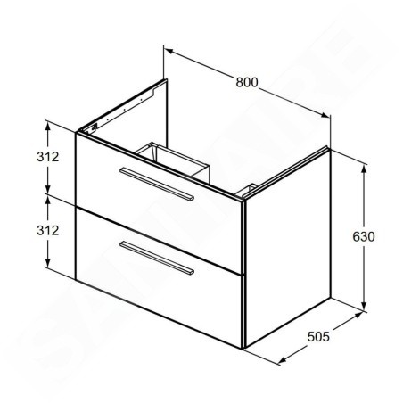 Ideal Standard i.Life B - Meuble vasque 80x63x51 cm, 2 tiroirs, quartz gris mat T5272NG