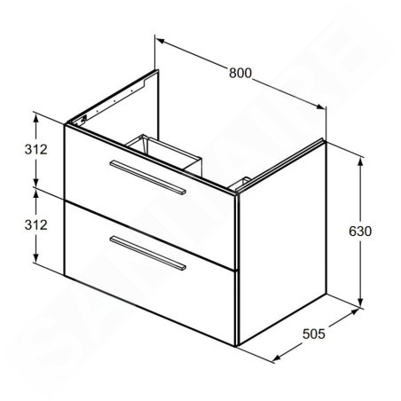 Ideal Standard i.Life B - Meuble lavabo 80x63x51 cm, 2 tiroirs, chêne T5272NX