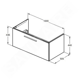 Ideal Standard i.Life B - Meuble-vasque, 100x44x51 mm, 1 tiroir, blanc mat T5275DU