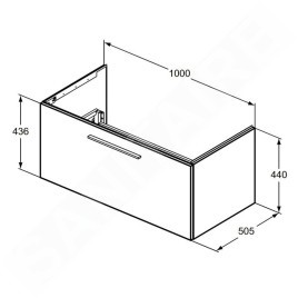 Ideal Standard i.Life B - Meuble vasque 100x44x51 cm, 1 tiroirs, quartz gris mat T5275NG