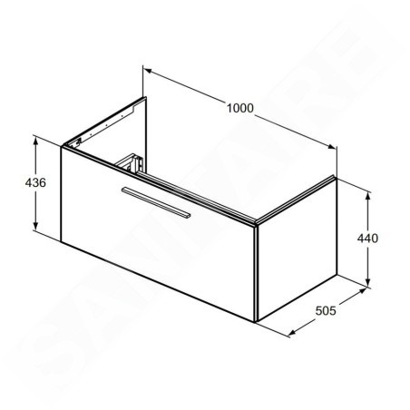 Ideal Standard i.Life B - Meuble lavabo 100x44x51 cm, 1 tiroir, chêne T5275NX