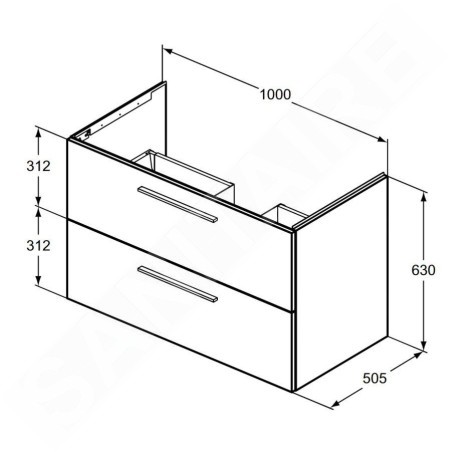 Ideal Standard i.Life B - Meuble-vasque, 100x63x51 cm, 2 tiroirs, blanc mat T5276DU