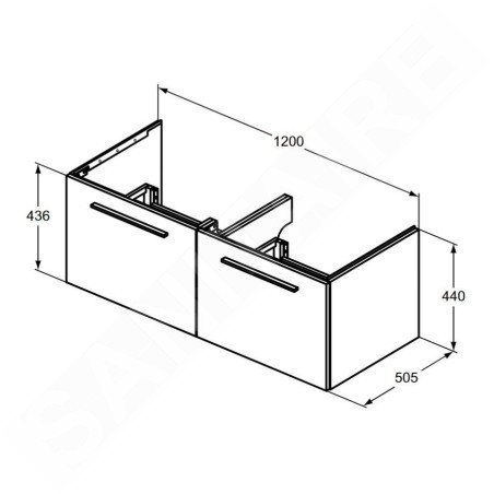 Ideal Standard i.Life B - Meuble-vasque, 120x44x51 cm, 2 tiroirs, blanc mat T5277DU