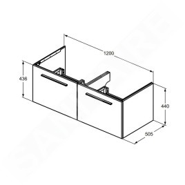 Ideal Standard i.Life B - Meuble vasque 120x44x51 cm, 2 tiroirs, quartz gris mat T5277NG