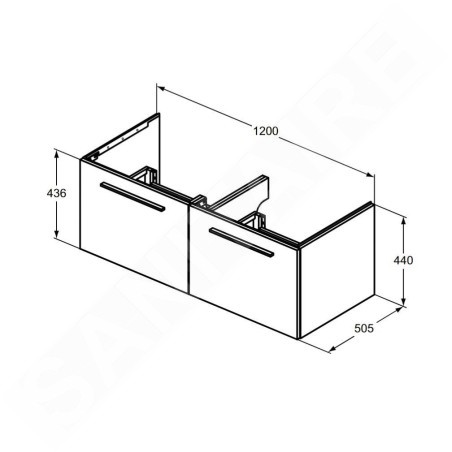Ideal Standard i.Life B - Meuble vasque 120x44x51 cm, 2 tiroirs, quartz gris mat T5277NG