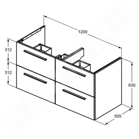 Ideal Standard i.Life B - Meuble vasque, 120x63x51 cm, 4 tiroirs, blanc mat T5278DU
