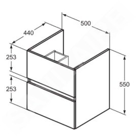 Ideal Standard Eurovit - Meuble-lavabo, 55x50x44 cm, 2 tiroirs, gris brillant R0256TI