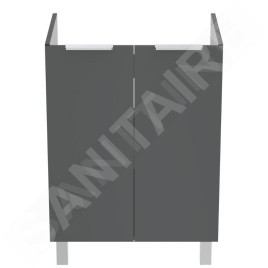 Ideal Standard Eurovit - Meuble-lavabo, 84x60x44 cm, 2 porte, charnières G/D, gris brillant R0258TI