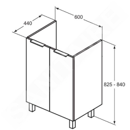 Ideal Standard Eurovit - Meuble lavabo, 84x60x44 cm, 2 porte, charnières G/D, noyer R0258Y9