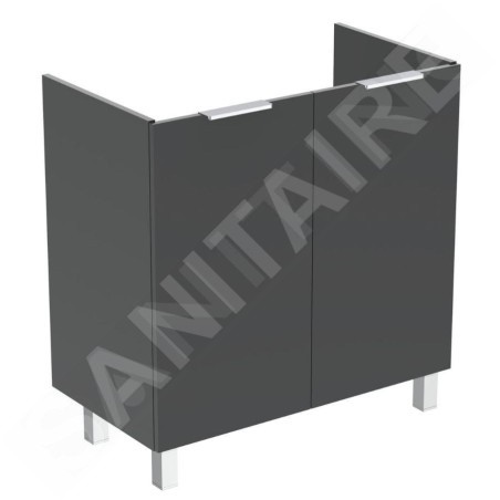 Ideal Standard Eurovit - Meuble-lavabo, 84x80x44 cm, 2 porte, charnières G/D, gris brillant R0262TI