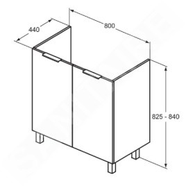 Ideal Standard Eurovit - Meuble-lavabo, 84x80x44 cm, 2 porte, charnières G/D, chêne R0262Y8