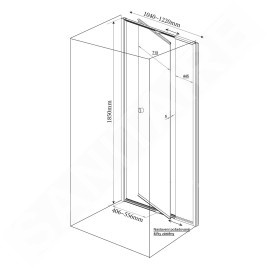 Aqualine Amico - Porte de douche pliante 1040-1220x1850 mm, verre clair/blanc G100
