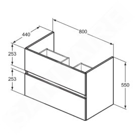 Ideal Standard Eurovit - Meuble-lavabo, 55x80x44 cm, 2 tiroirs, chêne R0263Y8