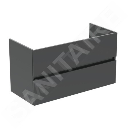 Ideal Standard Eurovit - Meuble-lavabo, 55x100x44 cm, 2 tiroirs, gris brillant R0265TI