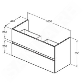 Ideal Standard Eurovit - Meuble-lavabo, 55x100x44 cm, 2 tiroirs, gris brillant R0265TI