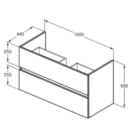 Ideal Standard Eurovit - Meuble-lavabo, 55x100x44 cm, 2 tiroirs, blanc brillant R0265WG