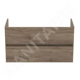 Ideal Standard Eurovit - Meuble-lavabo, 55x100x44 cm, 2 tiroirs, noyer R0265Y9