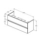 Ideal Standard Eurovit - Meuble-lavabo, 55x120x44 cm, 2 tiroirs, gris brillant R0266TI Ideal Standard Eurovit - Meuble-lavabo, 55x120x44 cm, 2 tiroirs, gris brillant R0266TI