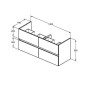 Ideal Standard Eurovit - Meuble-lavabo, 55x120x44 cm, 4 tiroirs, gris brillant R0267TI