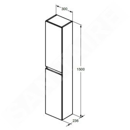 Ideal Standard Eurovit - Armoire haute, 150x30x24 cm, 2 portes, charnières G/D, blanc brillant R0268WG