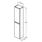 Ideal Standard Eurovit - Armoire haute, 150x30x24 cm, 2 portes, charnières G/D, blanc brillant R0268WG