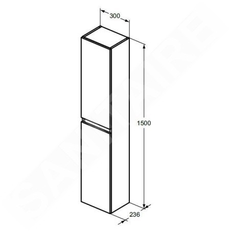 Ideal Standard Eurovit - Armoire haute 150x30x24 cm, 2 portes, charnières G/D, noyer R0268Y9