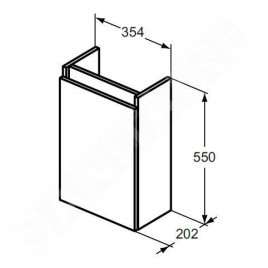 Ideal Standard Eurovit - Meuble lavabo, 55x35x20 cm, 1 porte, charnières G/D, noyer R0271Y9