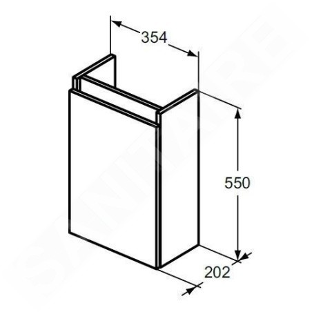 Ideal Standard Eurovit - Meuble lavabo, 55x35x20 cm, 1 porte, charnières G/D, noyer R0271Y9