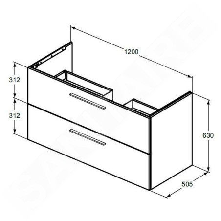 Ideal Standard i.Life B - Meuble-lavabo, 63x120x51 cm, 2 tiroirs, chêne naturel T5514NX