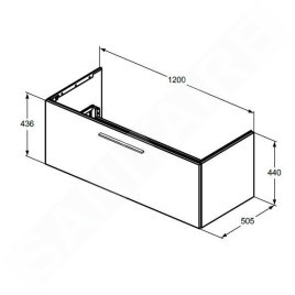 Ideal Standard i.Life B - Meuble-lavabo, 44x120x51 cm, 1 tiroir, blanc mat T5515DU