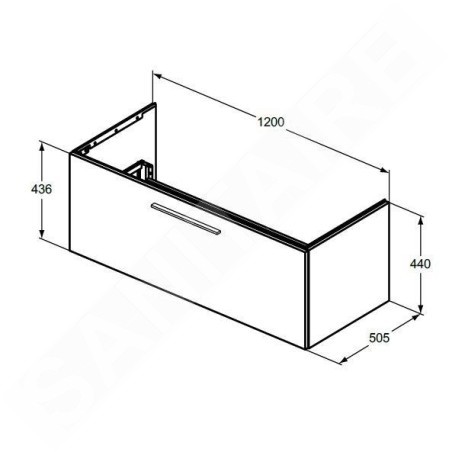 Ideal Standard i.Life B - Meuble-lavabo, 44x120x51 cm, 1 tiroir, chêne naturel T5515NX