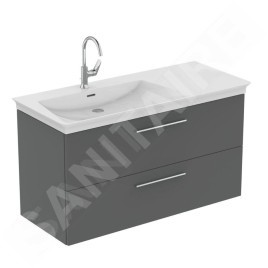 Ideal Standard i.Life B - Meuble lavabo, 63x120x51 cm, 2 tiroirs, gauche, gris mat quartz T5586NG