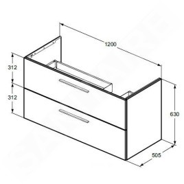 Ideal Standard i.Life B - Meuble-lavabo, 63x120x51 cm, 2 tiroirs, droite, chêne naturel T5587NX