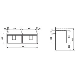Laufen Meda - Meuble-lavabo, 52x128x45 cm, 4 tiroirs, blanc mat H4216440112601