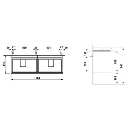 Laufen Meda - Meuble-lavabo, 52x128x45 cm, 4 tiroirs, blanc mat H4216440112601