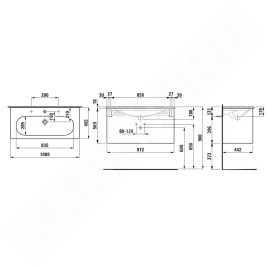 Laufen Lua - Meuble avec lavabo, 51x97x44 cm, 2 tiroirs, blanc mat H8600882601041