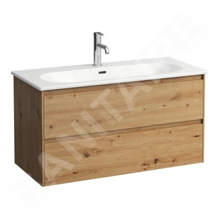 Laufen Lua - Meuble avec lavabo, 51x97x44 cm, 2 tiroirs, chêne H8600882671041